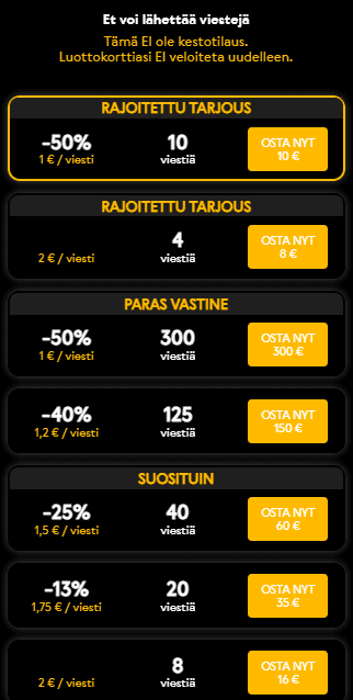 Paljonko viestittely SuomiFlirtissä maksaa?